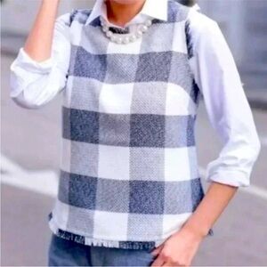 Banana Republic Gray and White Plaid Top